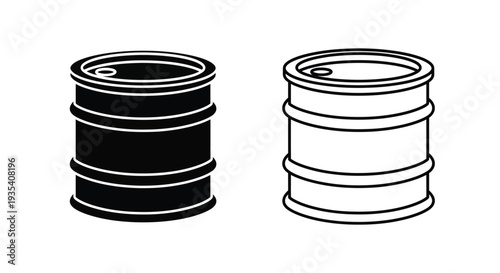 Black and white metal canisters Vector