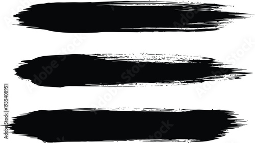 Three black brush strokes on a white background