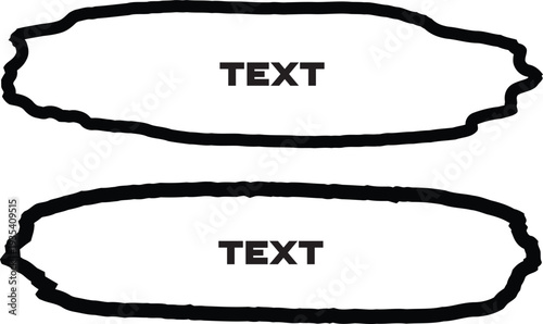 Two irregularly shaped text bubbles or speech bubbles with placeholder text