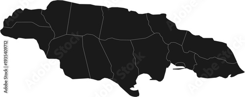 Jamaica Map Black Single Color Vector