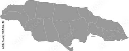 Jamaica Map Gray Single Color Vector