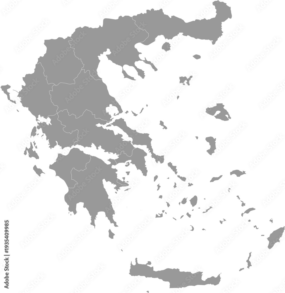 Fototapeta premium Greece Map Gray Single Color Vector