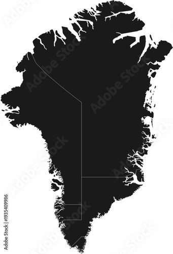 Greenland Map Black Single Color Vector