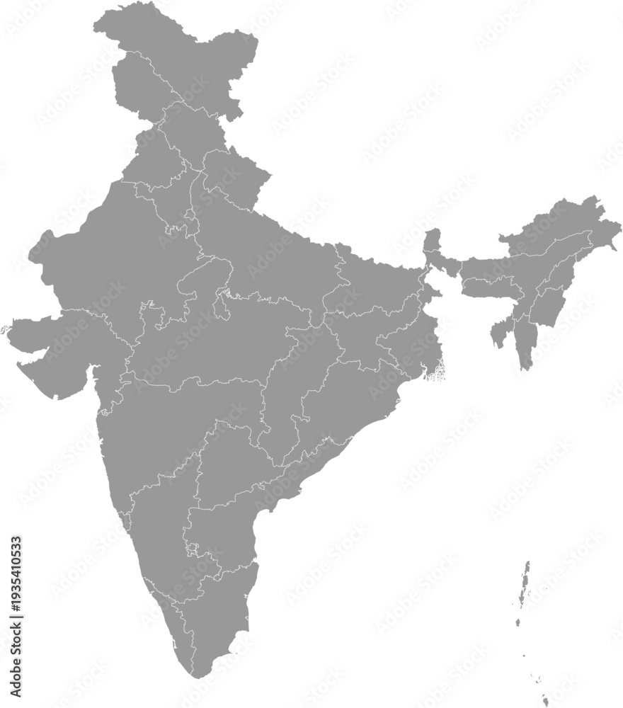 Obraz premium India Map Gray Single Color Vector