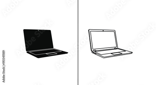 Minimalist laptop icons comparison Vector
