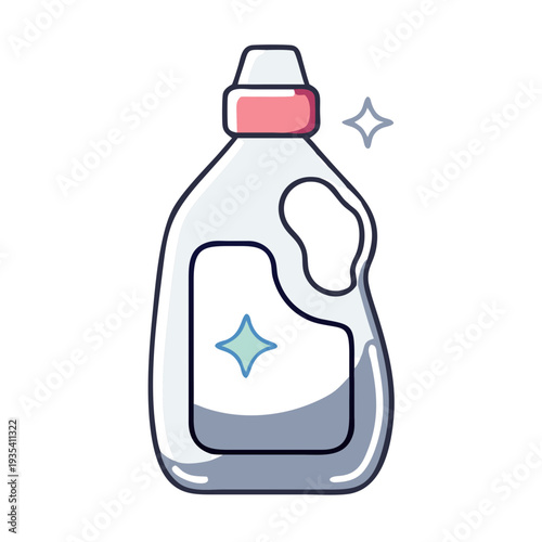 Cleaning detergent bottle with sparkling effect in minimal style  