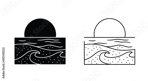 Moonlit ocean waves artistic Vector