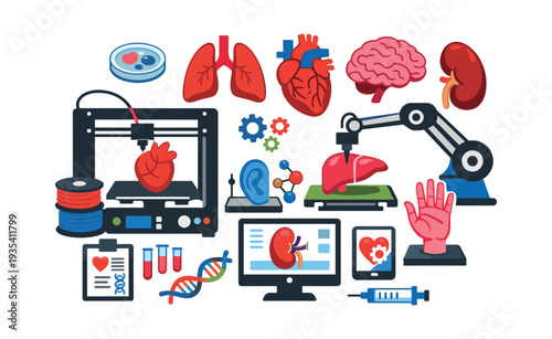Bioprinting human organs and body parts using 3D printers and robotic arms for regenerative medicine and future healthcare