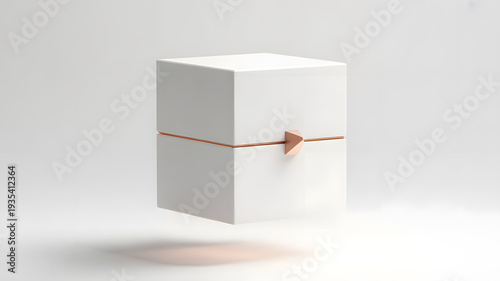 White gift box with ribbon bow isolated on soft gray background
