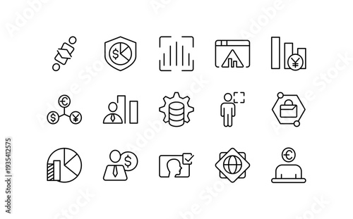 Business, interaction, collaboration, communication, teamwork, values, responsibility, transparency, money line icon set.