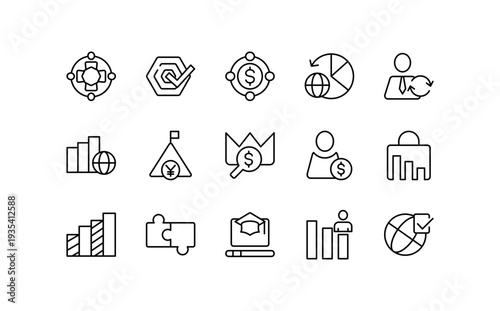 Business collaboration line icon set. UI thin line icon pack