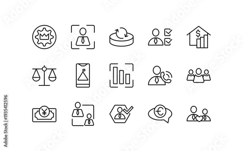 Business collaboration line icon set. Editable stroke 