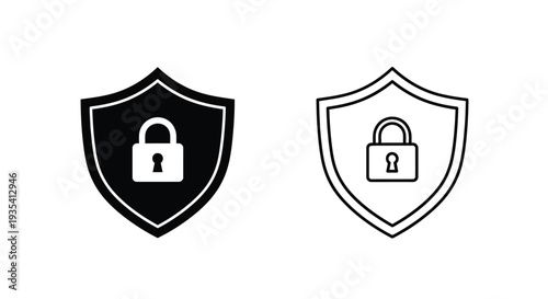 Secure locked shield icons set Vector