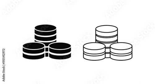 Modern stacked database icons set Vector