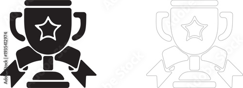 Star trophy cup. Award vector icon.