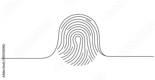 Simple stylized fingerprint icon with distinctive ridges and whorl pattern on a clean white background design