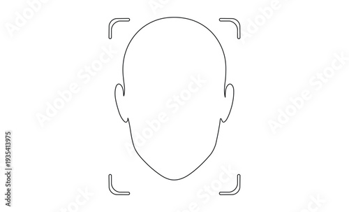 Simple line drawing of a bald person's head and shoulders template viewed from the front