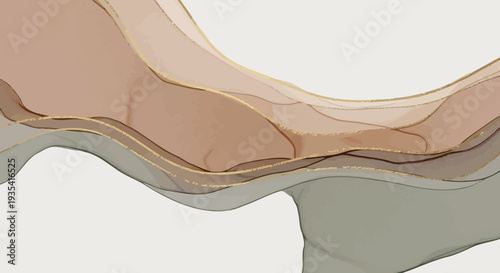 Abstract flowing organic shapes with elegant gold accents, creating a sophisticated and serene background texture