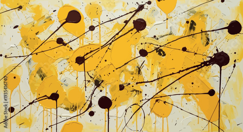 Abstract Yellow and Brown Splatter Art A Vibrant and Dynamic Composition