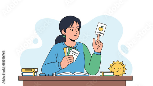 Young girl playing memory card game, learning and concentration