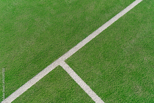 Schilderij op canvas Abstract Top View of White Lines on Green Padel Tennis Court Surface