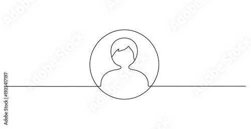Simple line art illustration of a person inside a circle on a white background with minimalist design