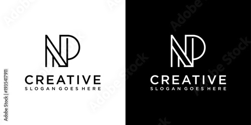 NP or PN initial letter logo design vector template
