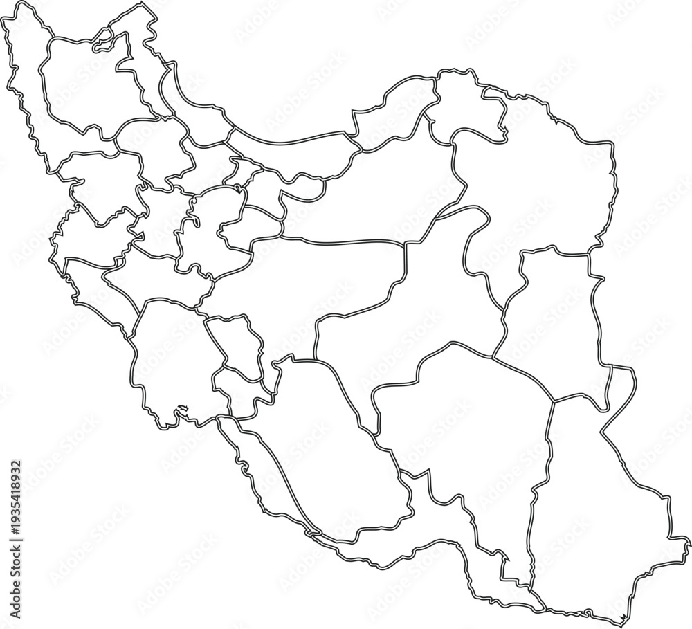 Obraz premium Political Map of Iran with Provincial Boundaries