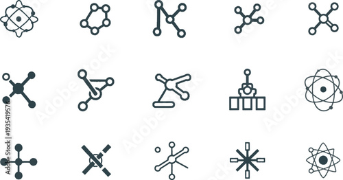 Abstract Molecular Structure and Science Network Connection Icons for Technology and Research Design