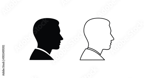 Silhouette profile portraits contrast Vector