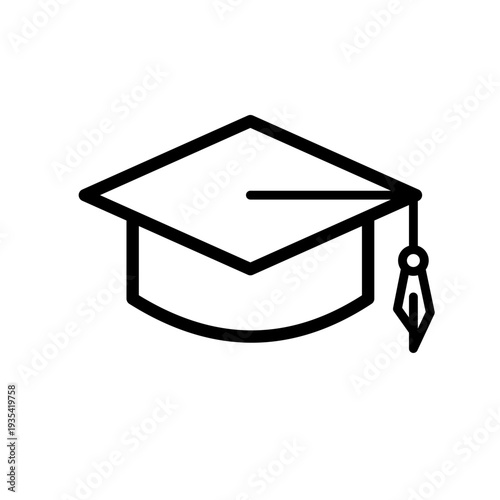 Graduation cap with tassel, education and university vector icon