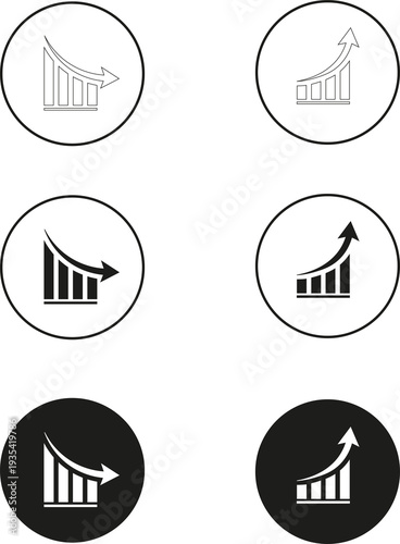 Decrease and increase chart icon with arrow. Negative