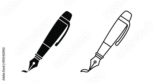 Vintage fountain pen sketch icons Vector