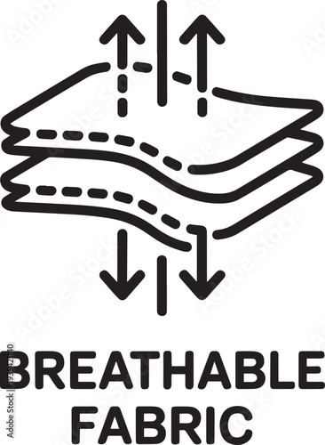 Illustration of breathable fabric layers showing air circulation through material