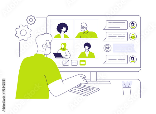 Conferencing app abstract concept vector illustration.