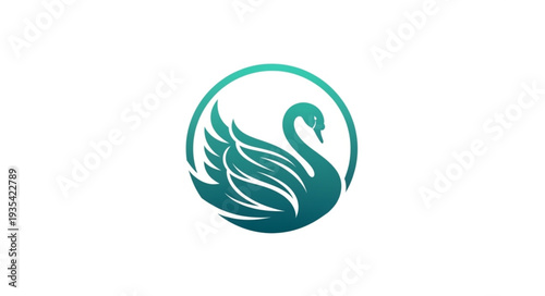 Elegant Teal Swan Logo Design.