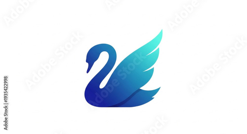 Elegant Blue Swan Logo Design.