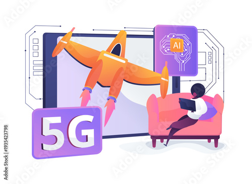 5G-Enabled AR Streaming abstract concept vector illustration.