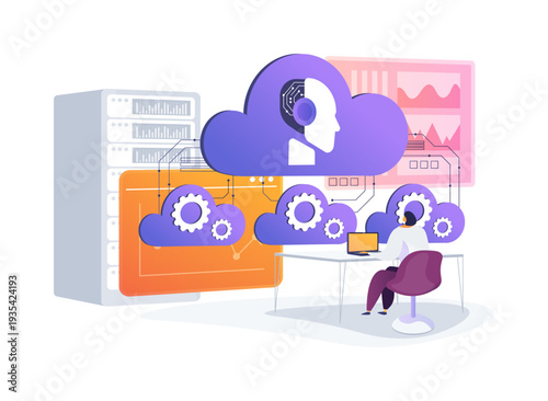 Cloud-Native Microservices abstract concept vector illustration.