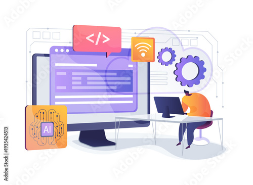 Serverless Function Deployment abstract concept vector illustration.