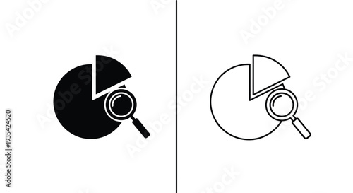 Magnifying glass over pie charts Vector