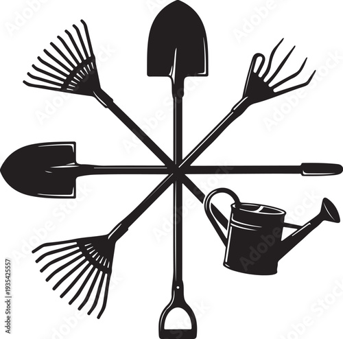 Gardening Tools Icon Set for Landscaping and Outdoor Activities