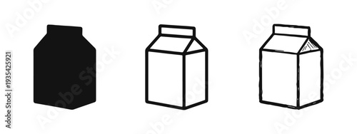 Milk or Juice Carton Box Vector Icon Set