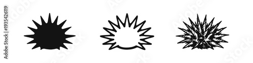 Sea Urchin Icon Collection - Marine Life Spiky Ocean Creature Illustration