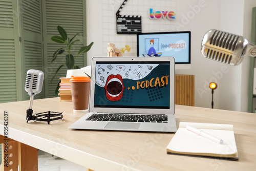 Podcaster's workplace with ...
