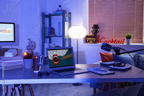 Podcaster's workplace with ...