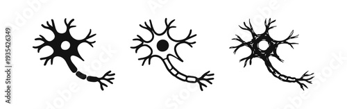 Human Neuron Cell Hand Drawn Doodle Icon Set. Brain Nerve System Organ Design.