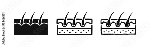 Skin and Hair Follicle Icon Set. Hand Drawn Silhouette, Outline, and Sketch Style Vector Illustrations of Human Dermatology.