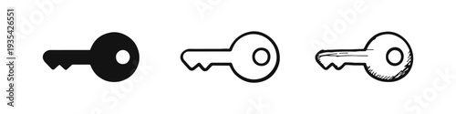 Key Icon Set - Security and Access Symbol Illustration in Various Styles