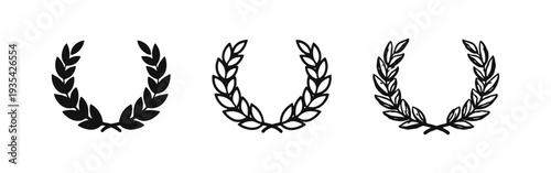 Laurel Wreath Icon Set - Victory and Achievement Symbol in Multiple Styles